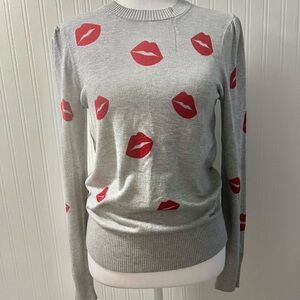 Marled Gray Knit with Red Accents